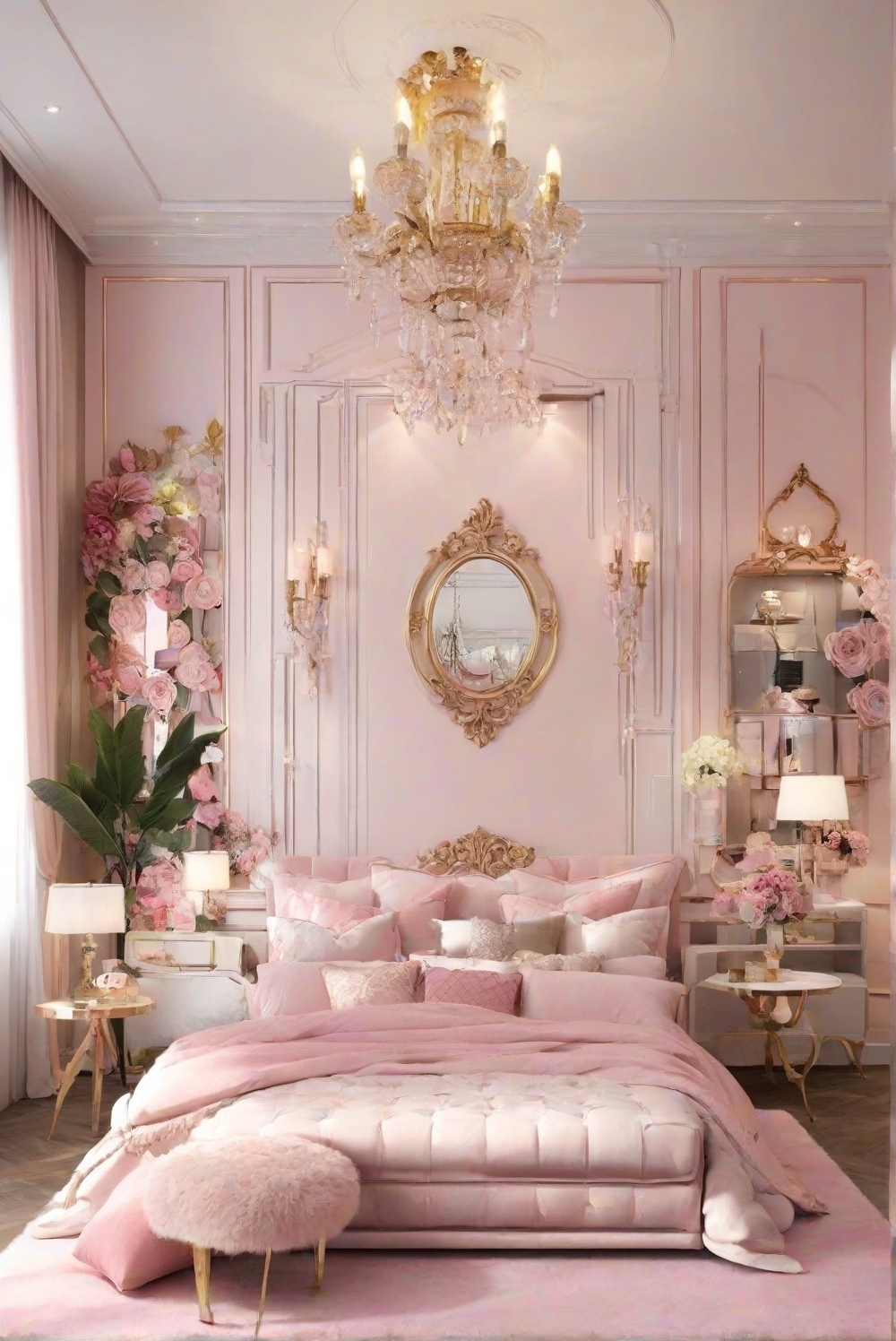 luxury interior design, antique furniture, decor accents, custom wallpaper, modern lighting, designer pillows, high-end finishes