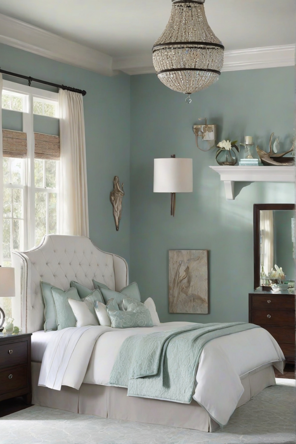 beach house interior, coastal home decor, ocean themed bedroom, coastal bedroom design, sea glass decor, beach style bedroom, coastal decor ideas