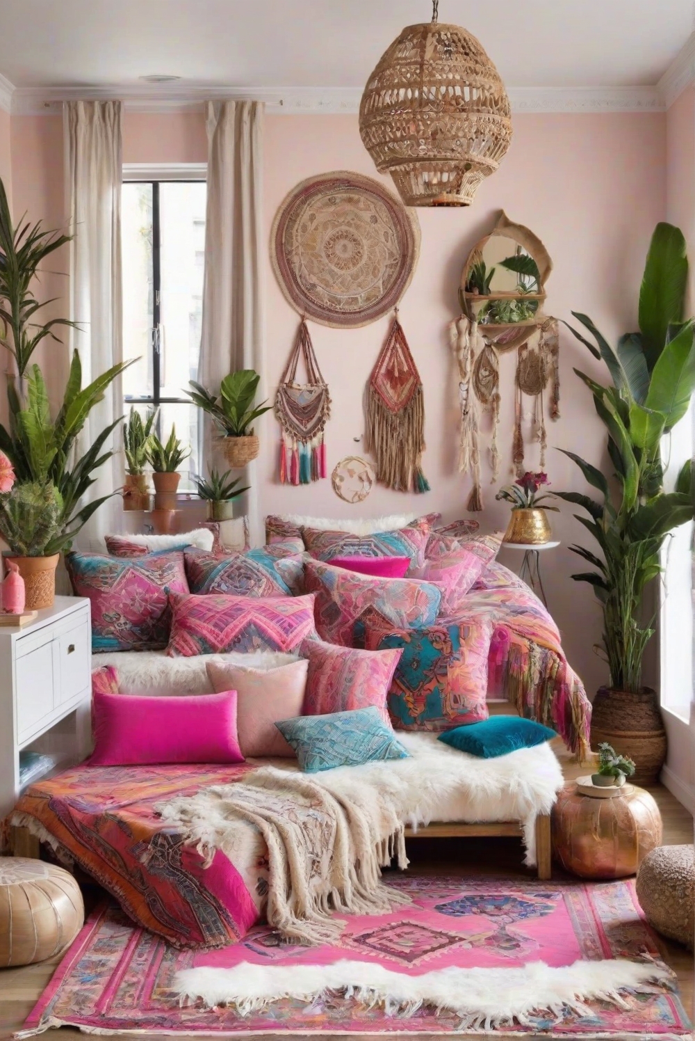 girly apartment decor, boho chic style, feminine home design, vintage decor ideas, eclectic apartment decor, chic and girly interior, trendy apartment decoration