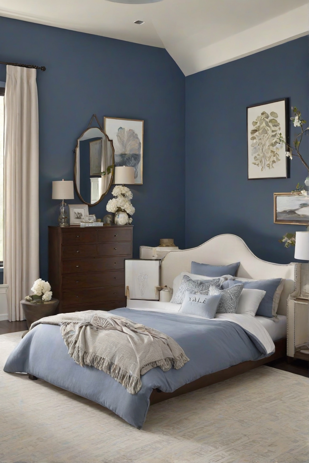 bedroom decorating, bedroom decor, sophisticated bedroom, blue bedroom, bedroom oasis, blue walls, bedroom design