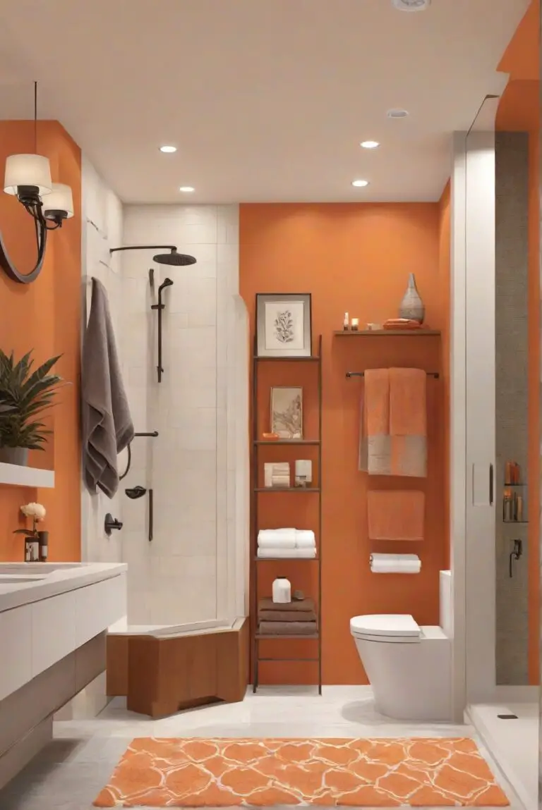 Bold & Serene: Raucous Orange (SW 6886) in Your Modern Cozy Bathroom!