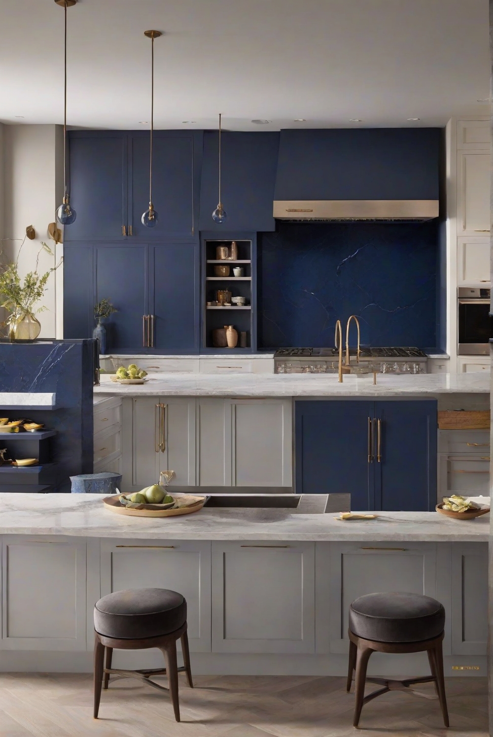 Smoky Azurite paint, Azure kitchen decor, Mystical blue interiors, Enchanting kitchen design, Interior design color palette, Kitchen paint ideas, Home decor inspiration