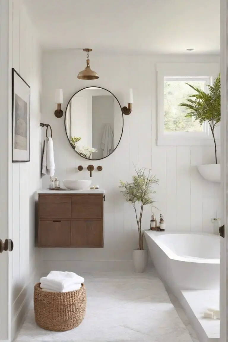 Soft & Soothing: Eider White (SW 7014) in Your Modern Cozy Bathroom Retreat!