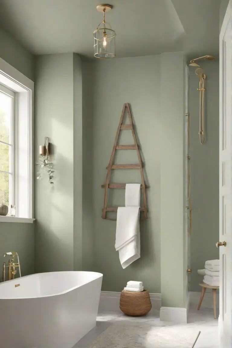 Sophisticated Serenity: Green Smoke (SW 7732) for a Professionally Painted Cozy Bathroom!