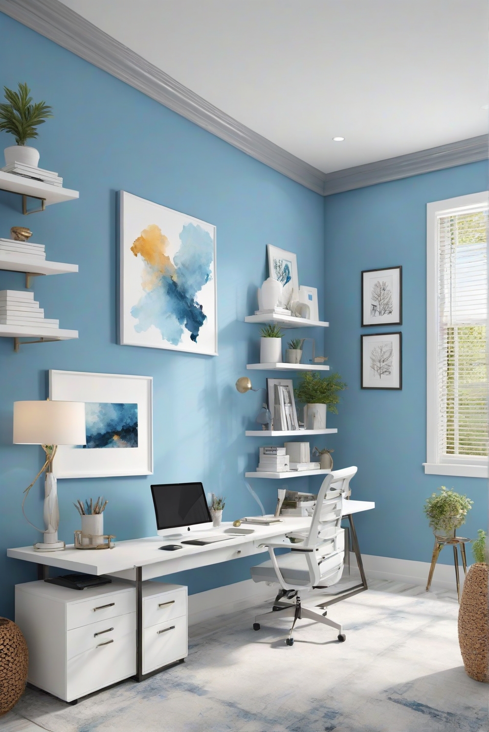 Blue sky paint, interior design, clear horizon paint, home decoration, sky blue interior, paint colors, wall paint design