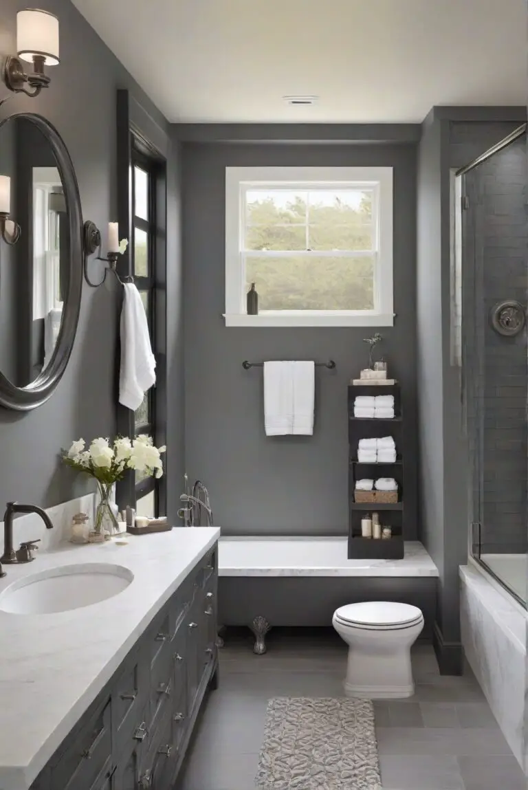 Bold Sophistication with BM Kendall Charcoal (HC-166) in Your Modern Cozy Bathroom!