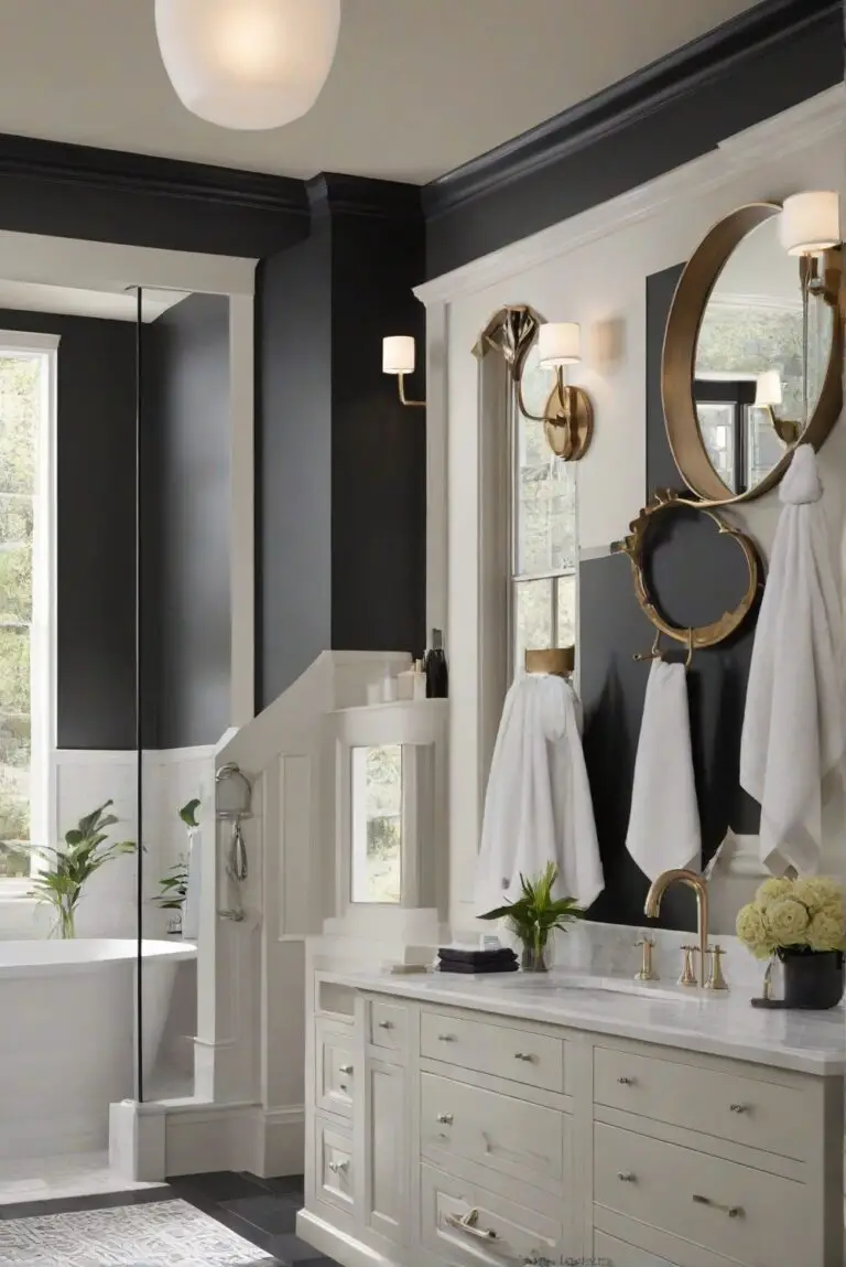 Bold and Beautiful: SW Tricorn Black (SW 6258) Makes a Splash in Your Serene Bathroom!