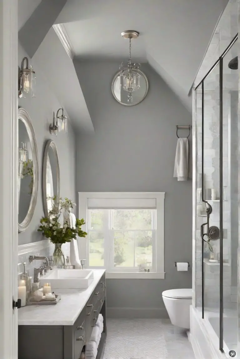 Classic Charm with BM Classic French Gray (0077) in Your Serene Bathroom Oasis!