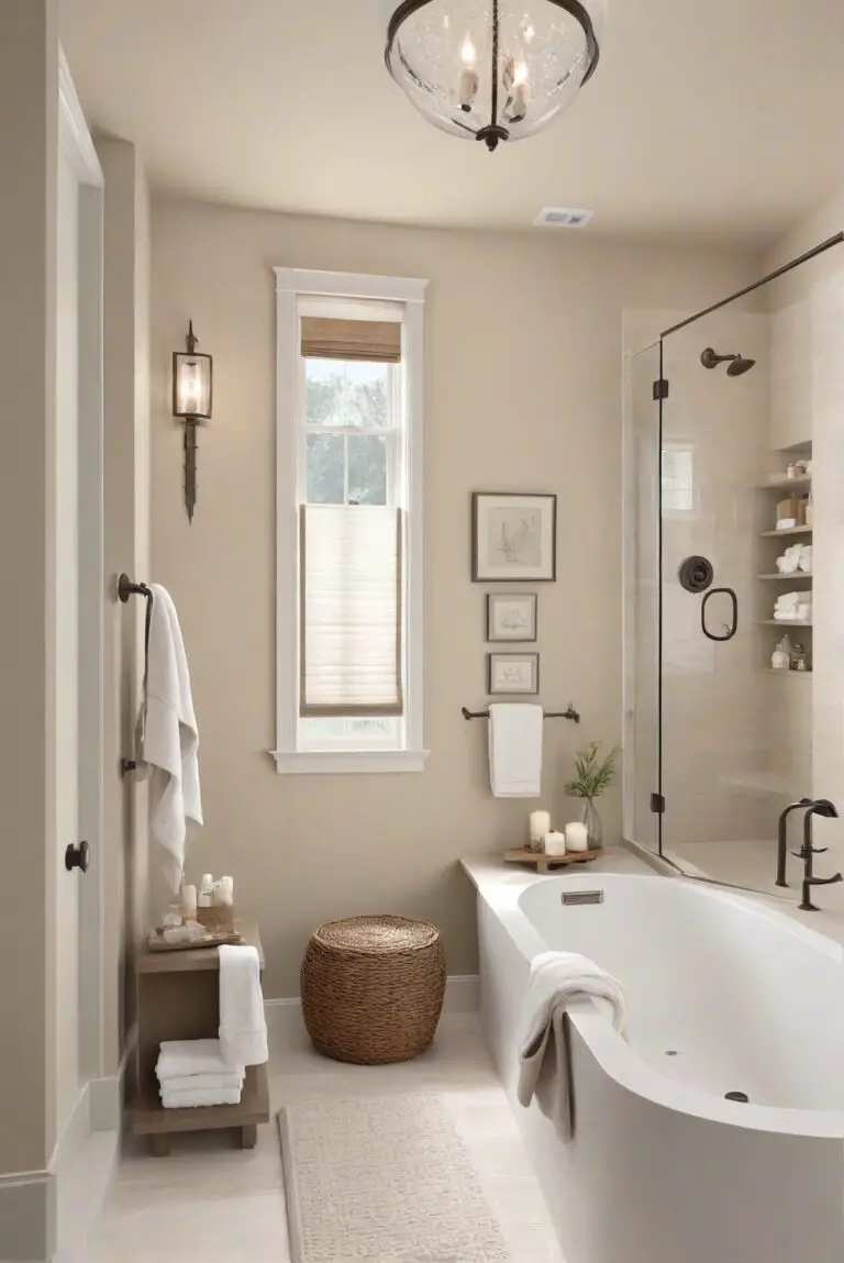 Create Harmony with SW Accessible Beige (7036) in Your Serene Bathroom Oasis!