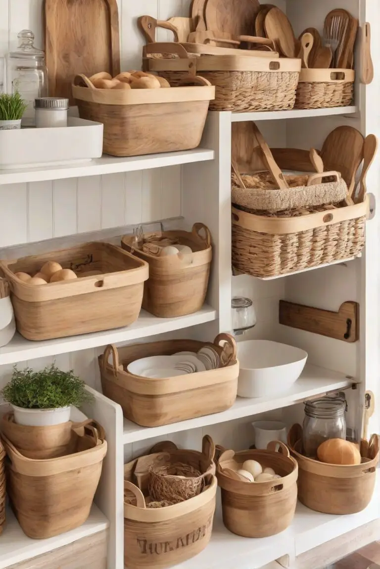 Creating a Rustic Kitchen with Wood Baskets