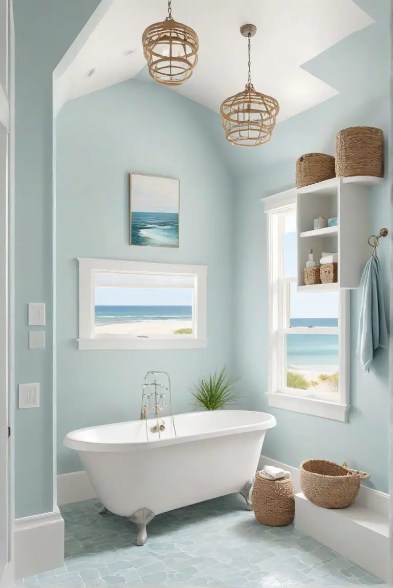 Cyberspace (SW 7076): Cool and Calm Blues for a Serene Coastal Bathroom!