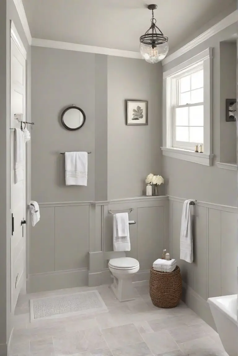 Elegance Meets Comfort with BM Edgecomb Gray (HC-173) in Your Modern Bathroom!