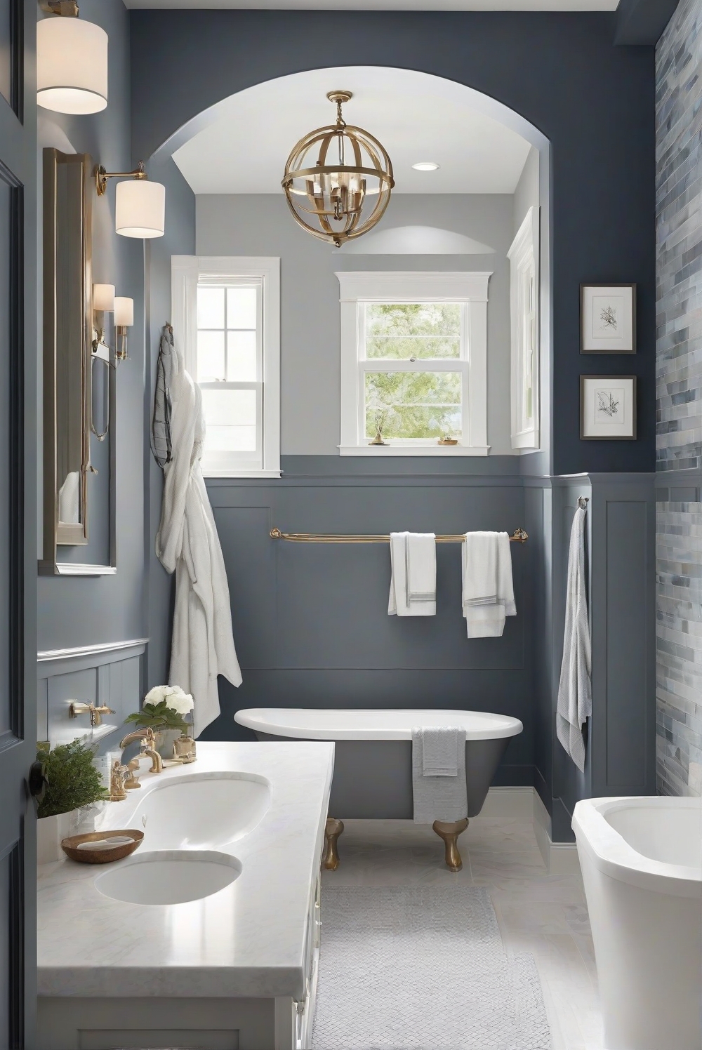 Gentleman's Gray paint, bathroom decor ideas, elegant bathroom design, interior design inspiration, luxury home decor, classic bathroom colors, modern home interior design