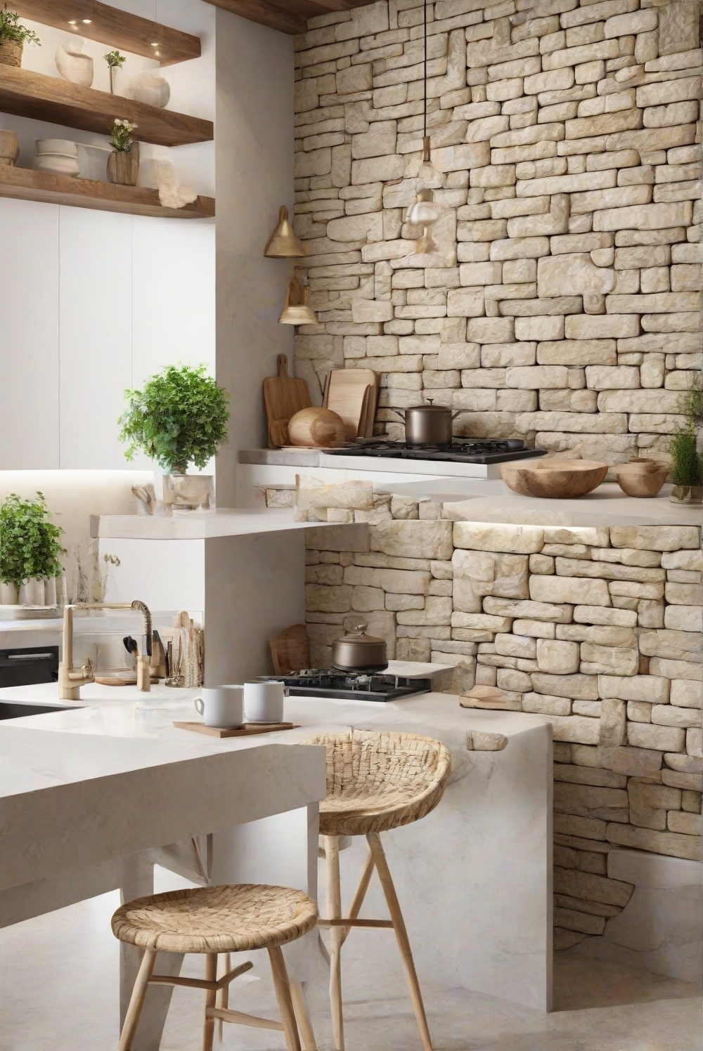 kitchen interior design, kitchen decoration, kitchen decor ideas, wall design ideas, kitchen wall decor, stone wall decor, kitchen stone decorations