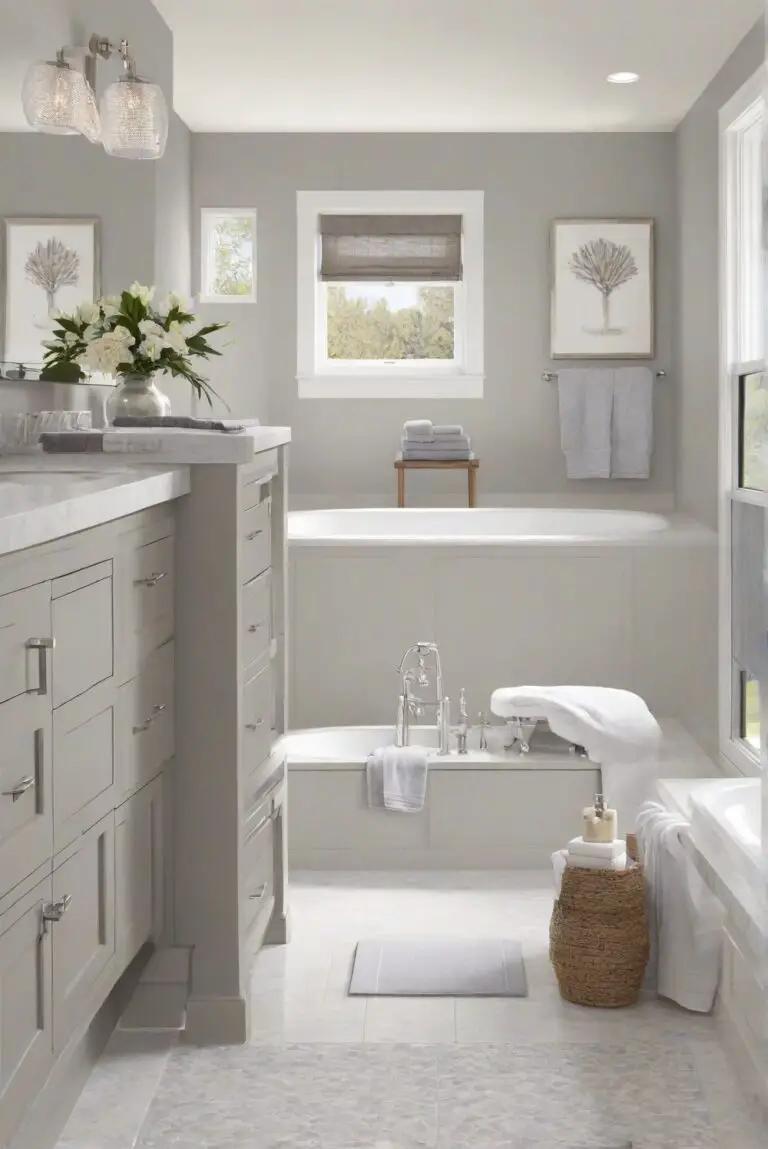 Modern Comfort with SW Anew Gray (7030) in Your Cozy Bathroom Retreat!