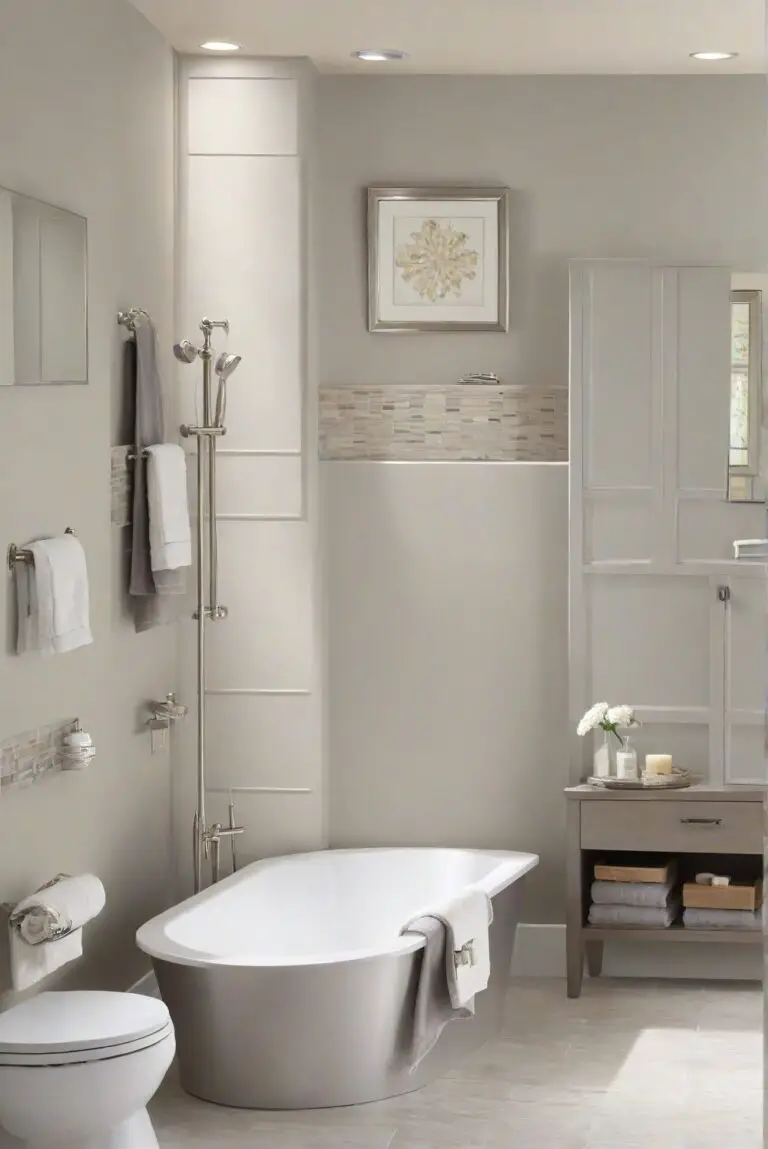 Subtle Elegance: BM Revere Pewter (HC-172) for Your Serene, Professionally Painted Bathroom!