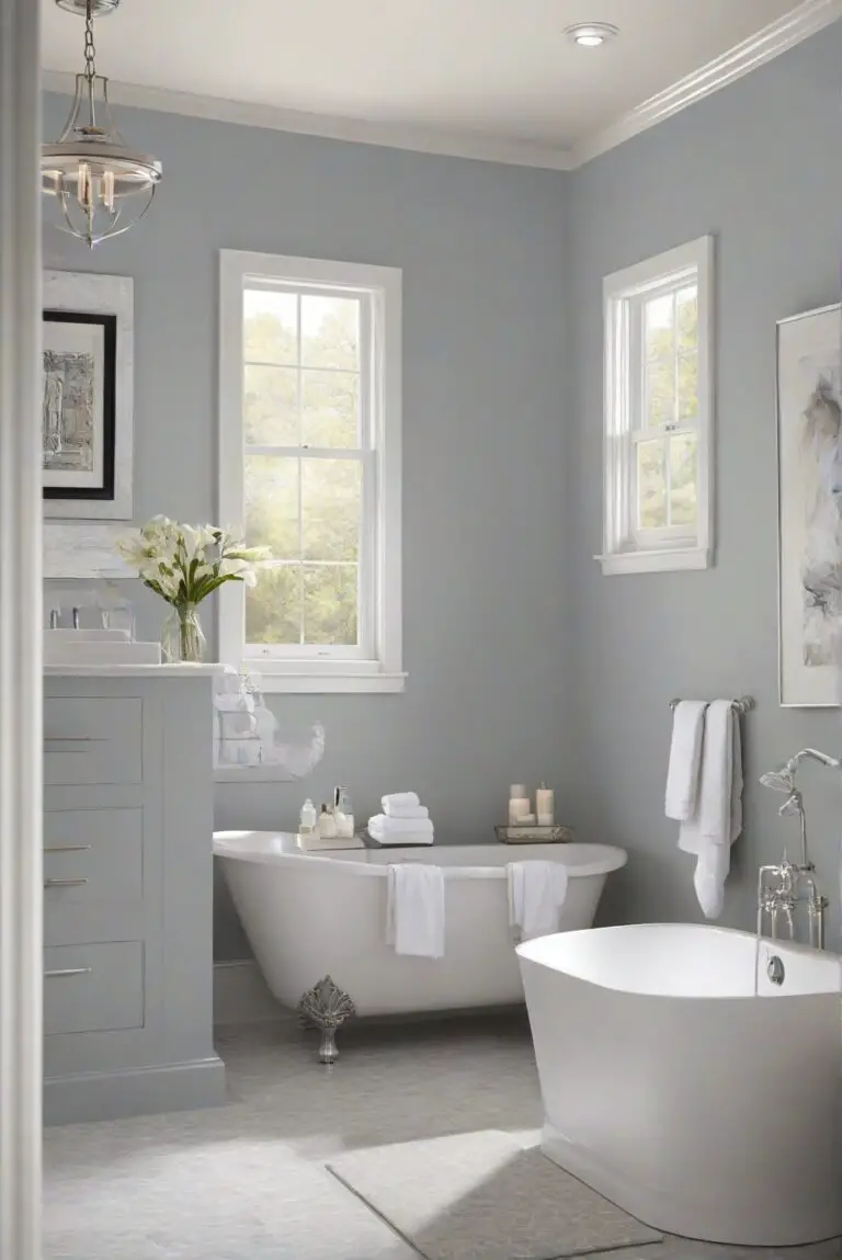 Timeless Beauty: BM Horizon Gray (2141-50) in Your Professionally Painted Bathroom!