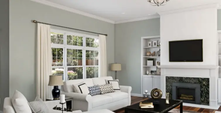 Sherwin Williams Comfort Gray
A gentle, muted green-gray that brings a sense of relaxation and calmness, perfect for bedrooms and living spaces.