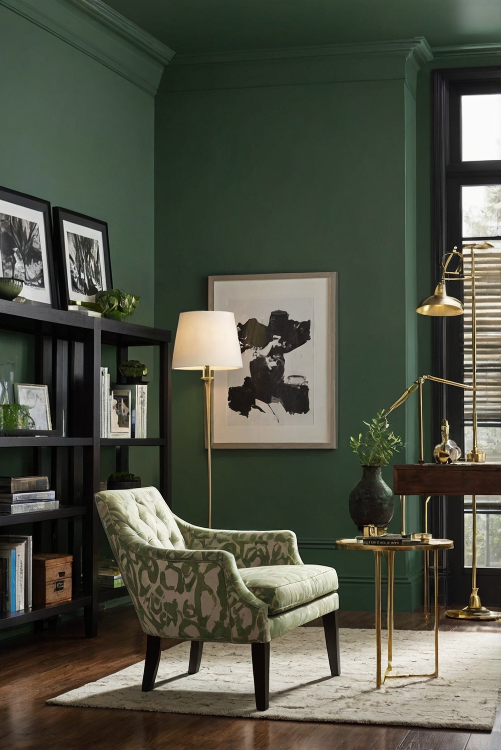 green paint, smoky green, wall paint color, subdued sophistication, interior design, kitchen designs, living room interior