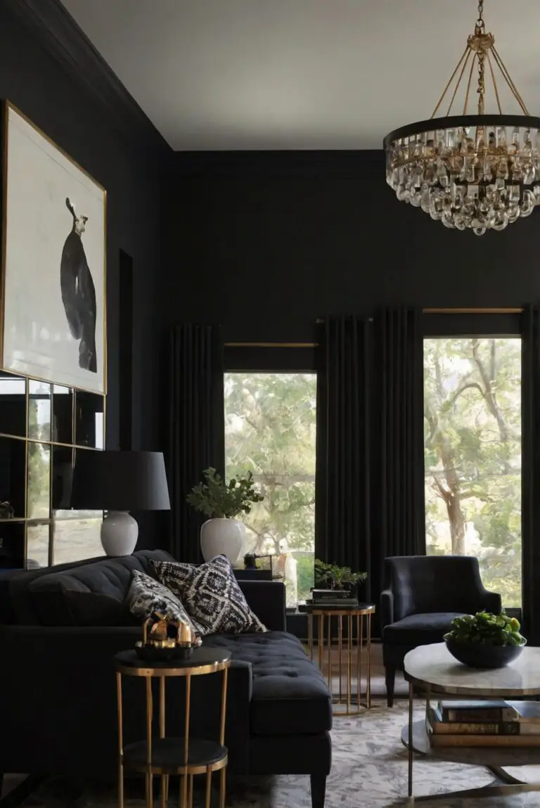 minimalist living room decor, dark color scheme, bold interior design, dramatic room makeover, contemporary home decor, elegant living space, modern design elements