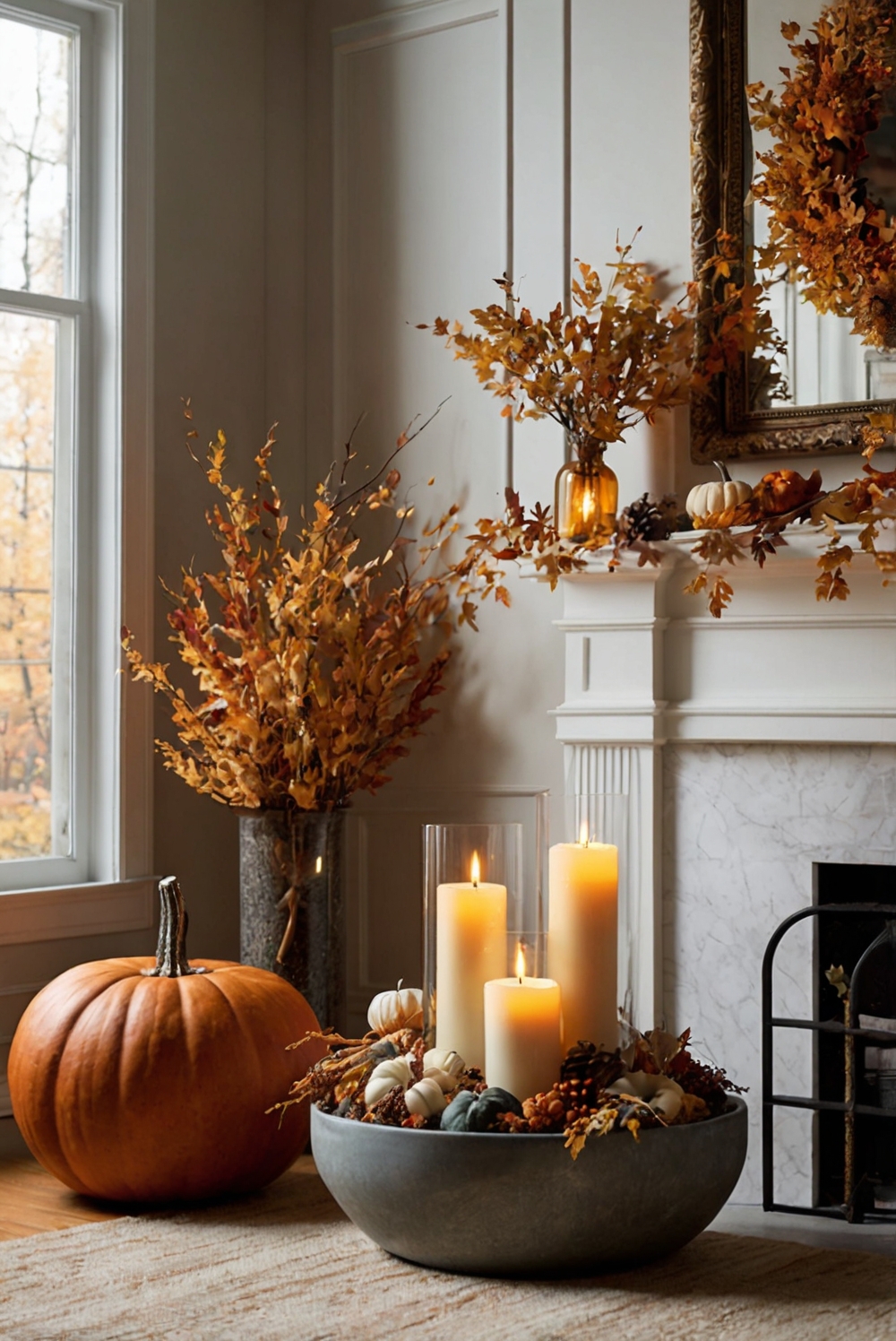 fireplace decor ideas, cozy home decor, autumn home decor, fall interior design, fireplace accessories