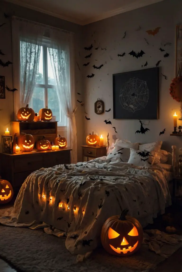 bedroom decor, Halloween decorations, spooky bedroom, eerie decor, haunted room