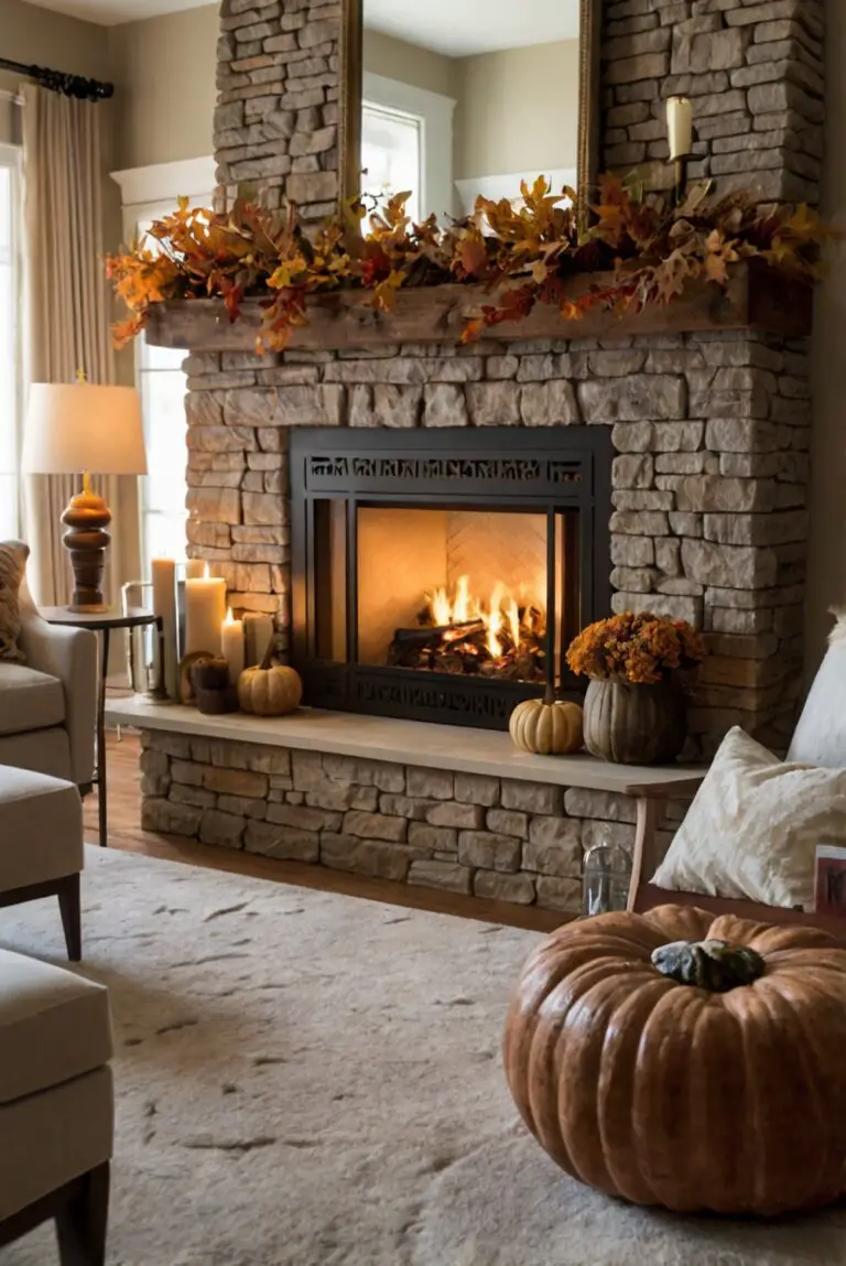 Fall Fireplace Decor, Fireplace Accessories, Home Decor Trends, Cozy Living Room, Fire Pit Design