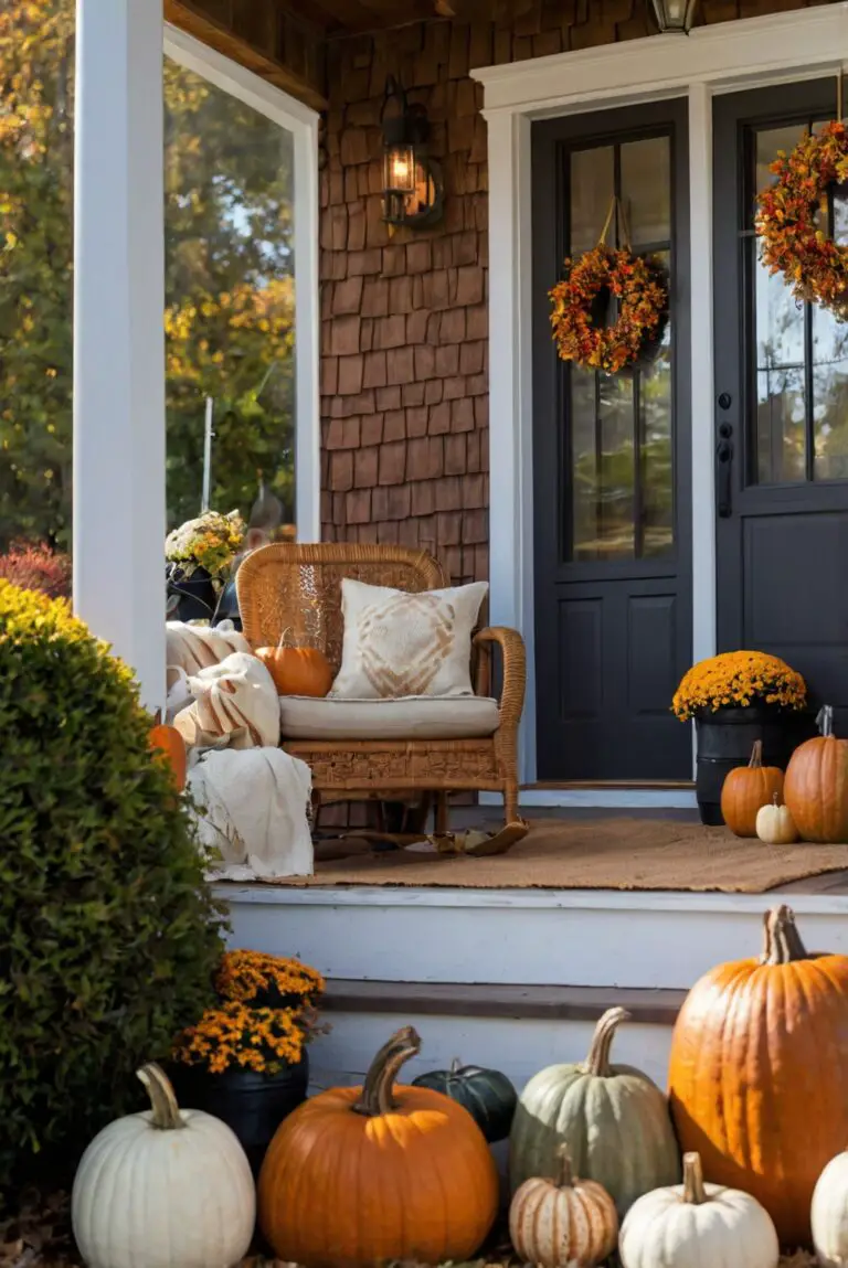 Cozy porch decor, Autumn porch ideas, Outdoor fall decorations, Front porch styling, Seasonal porch makeover