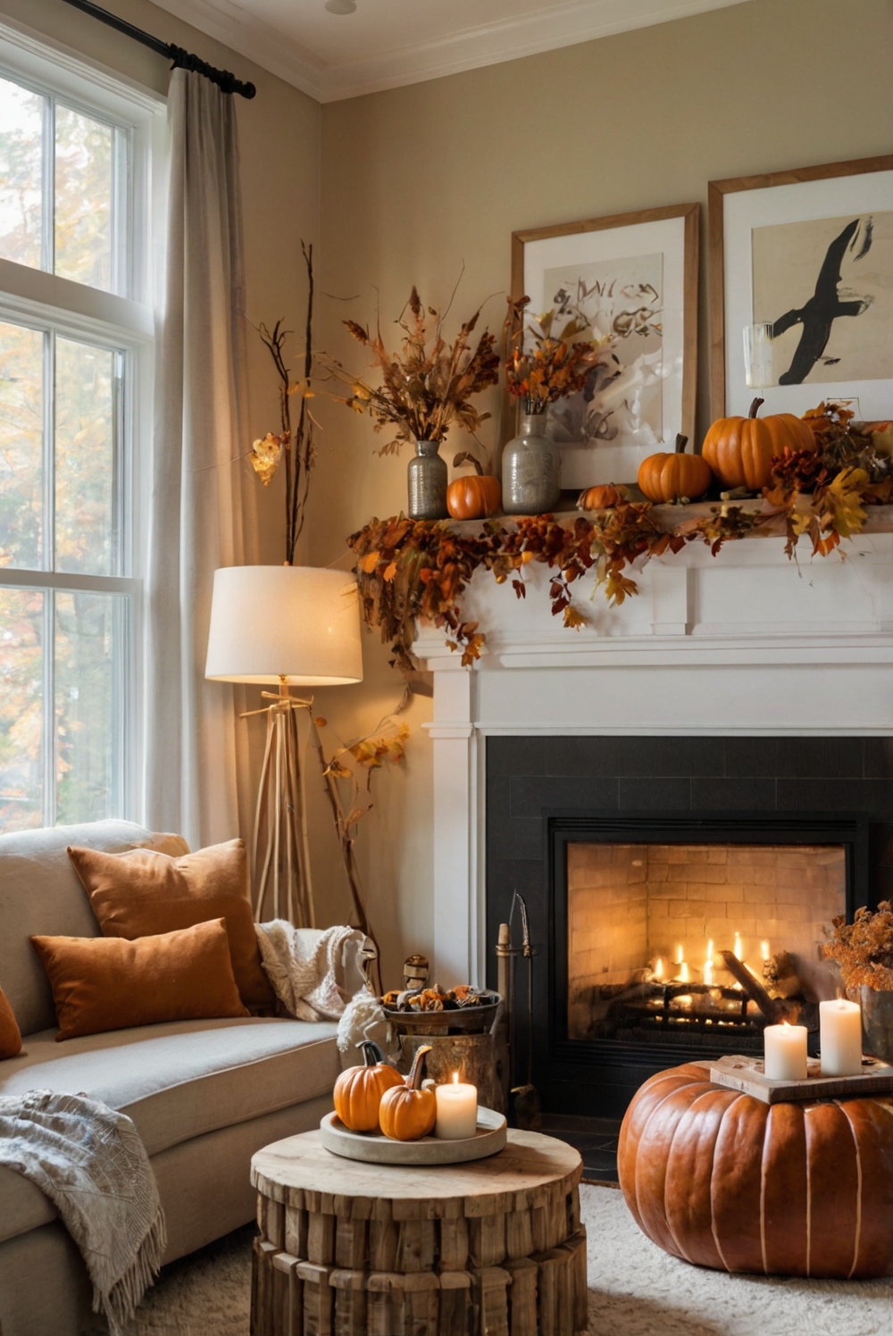 Fall home decor, Living room design, Seasonal interior, Luxury home accessories, Elegant autumn style