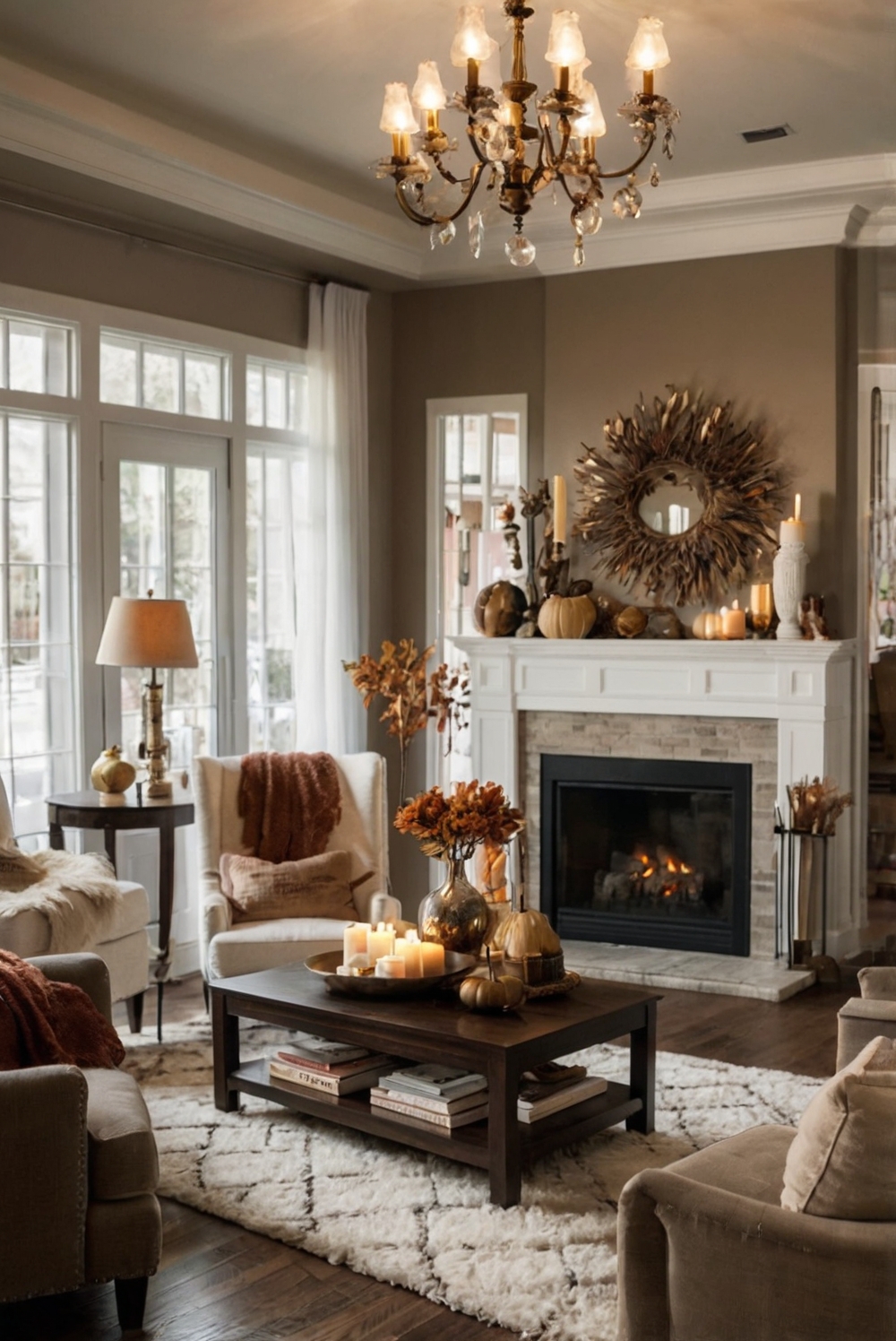 Fall living room decor trends, Home interior design, Autumn decorating ideas, Cozy living space, Seasonal home decor