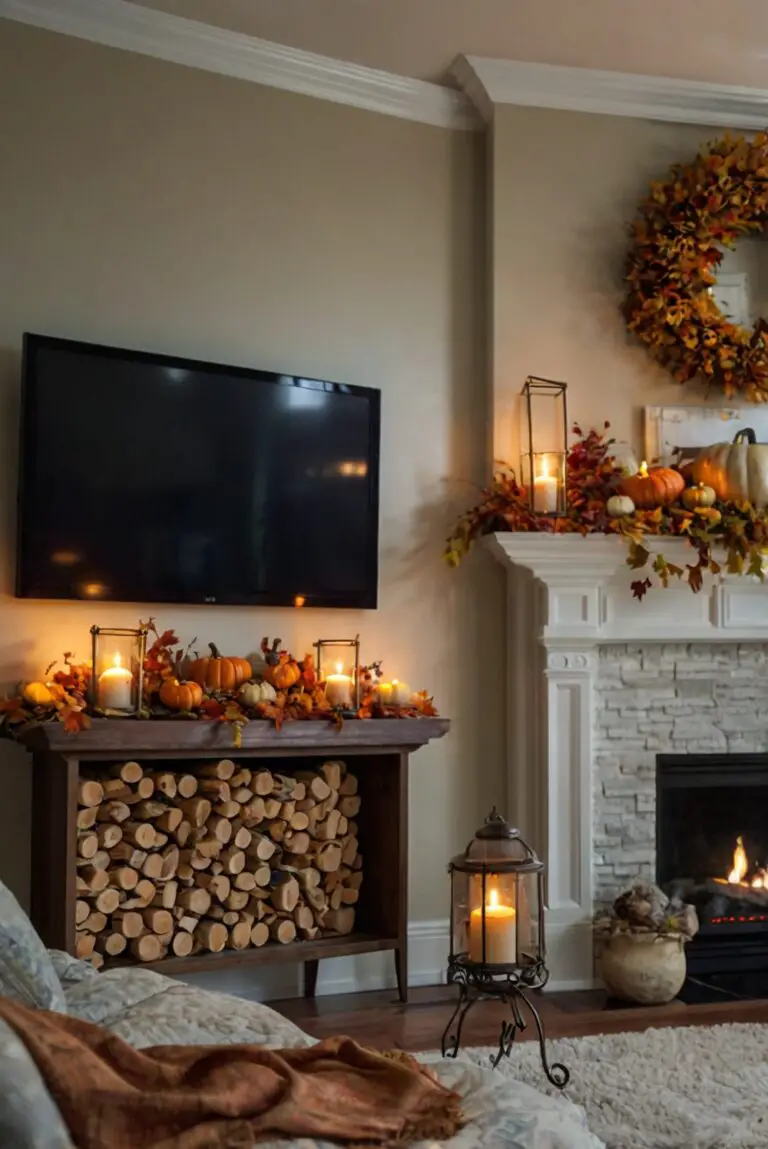 Fall mantel decor ideas, Home decor TV, Modern mantle decor, Fireplace decor tips, Mantle styling ideas