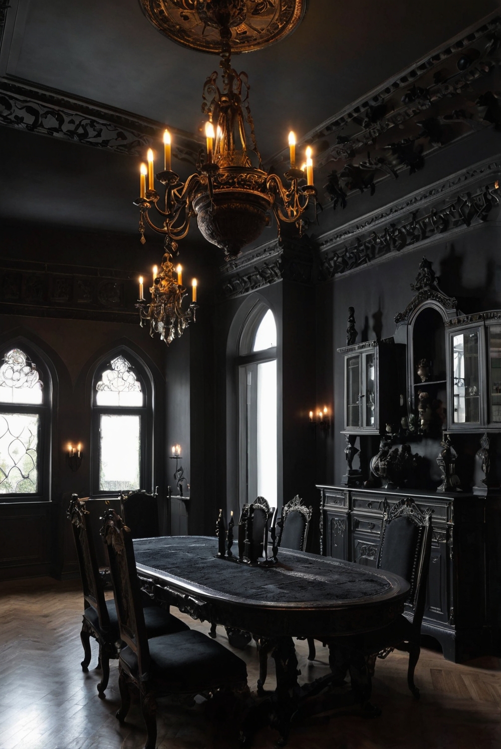 Gothic home decor, Dark home accessories, Victorian furniture, Macabre interior design, Haunted house decor