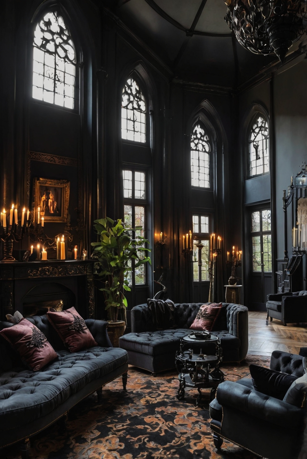 Gothic living room decor, Gothic furniture, Dark living room design, Gothic home decor, Victorian Gothic style