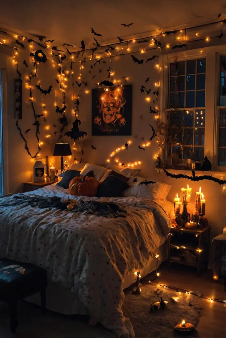 Halloween decorations, spooky room decor, haunted bedroom ideas, eerie home accessories, ghostly interior design