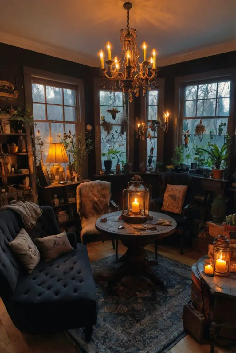 witchy home décor, gothic home accessories, mystical room design, occult interior design, dark bohemian decor