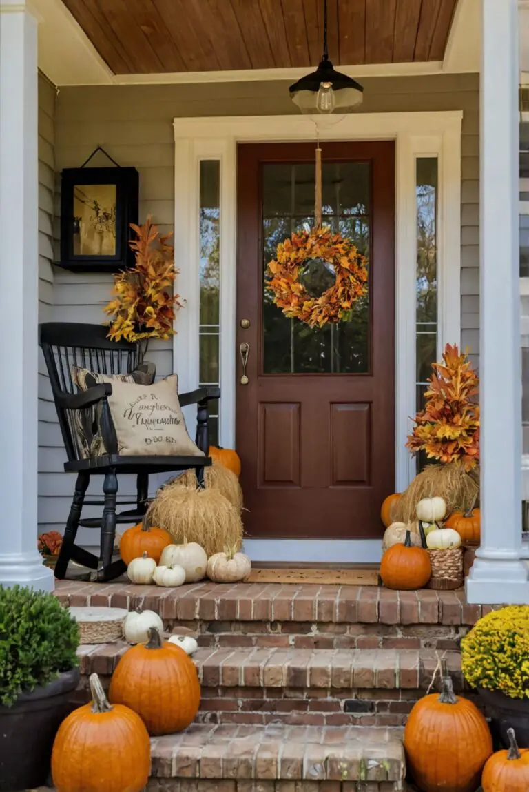 Fall porch decor, Outdoor fall decorations, Autumn home decor, Fall front porch ideas, Harvest porch decor