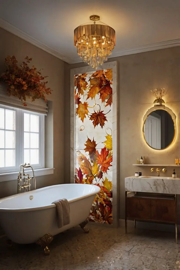 Fall bathroom decor, Bathroom renovation ideas, Autumn-themed bathroom, Luxurious bathroom decor, Home spa in fall