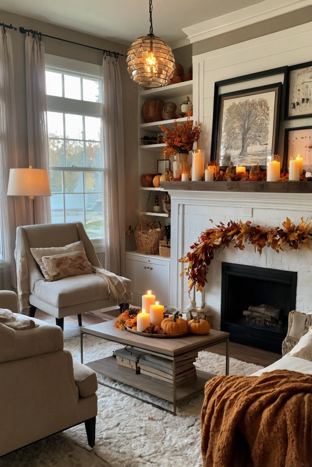 fall decor ideas, living room upgrade, home decor, interior design, seasonal decorations