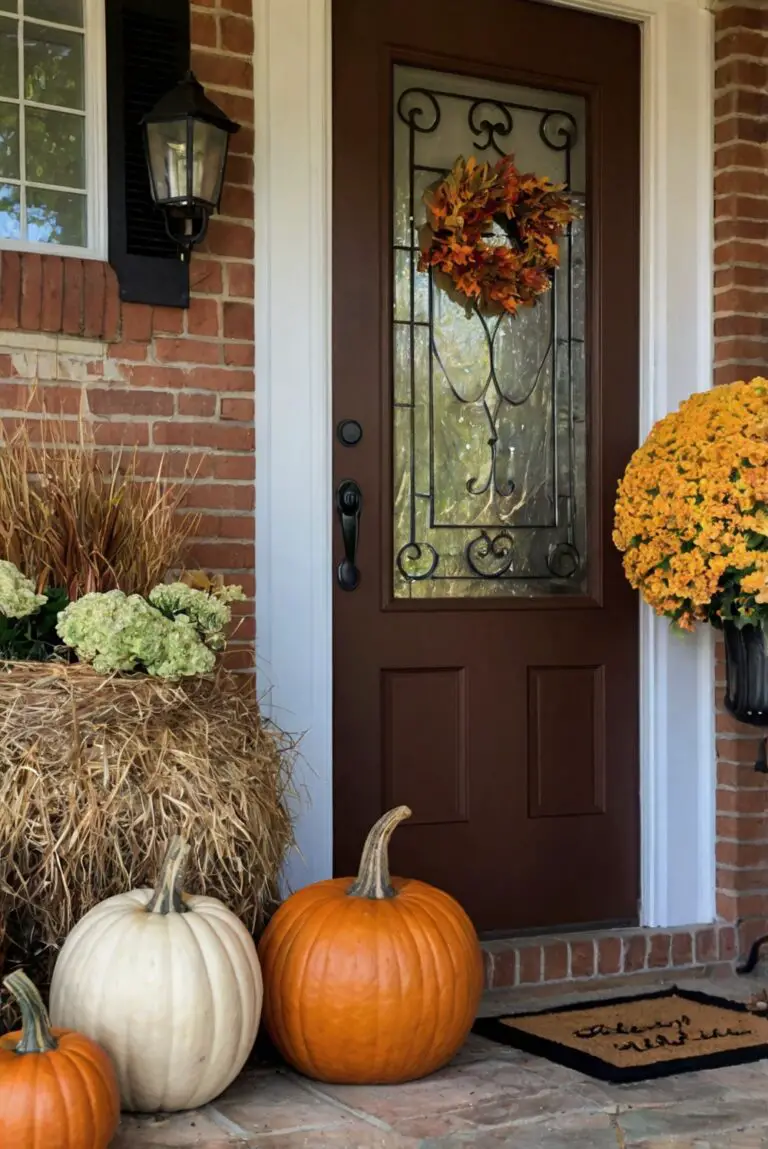 Fall porch decor, Outdoor autumn decor, Stylish porch accessories, Porch decorating ideas, Seasonal porch makeover