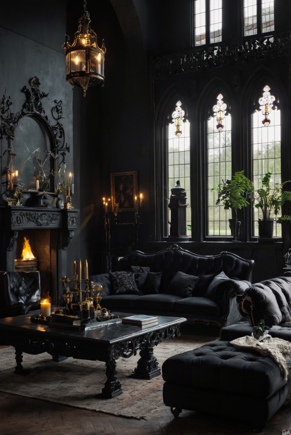 Gothic decor ideas, Gothic furniture, Gothic interior design, Dark living room, Dramatic home decor