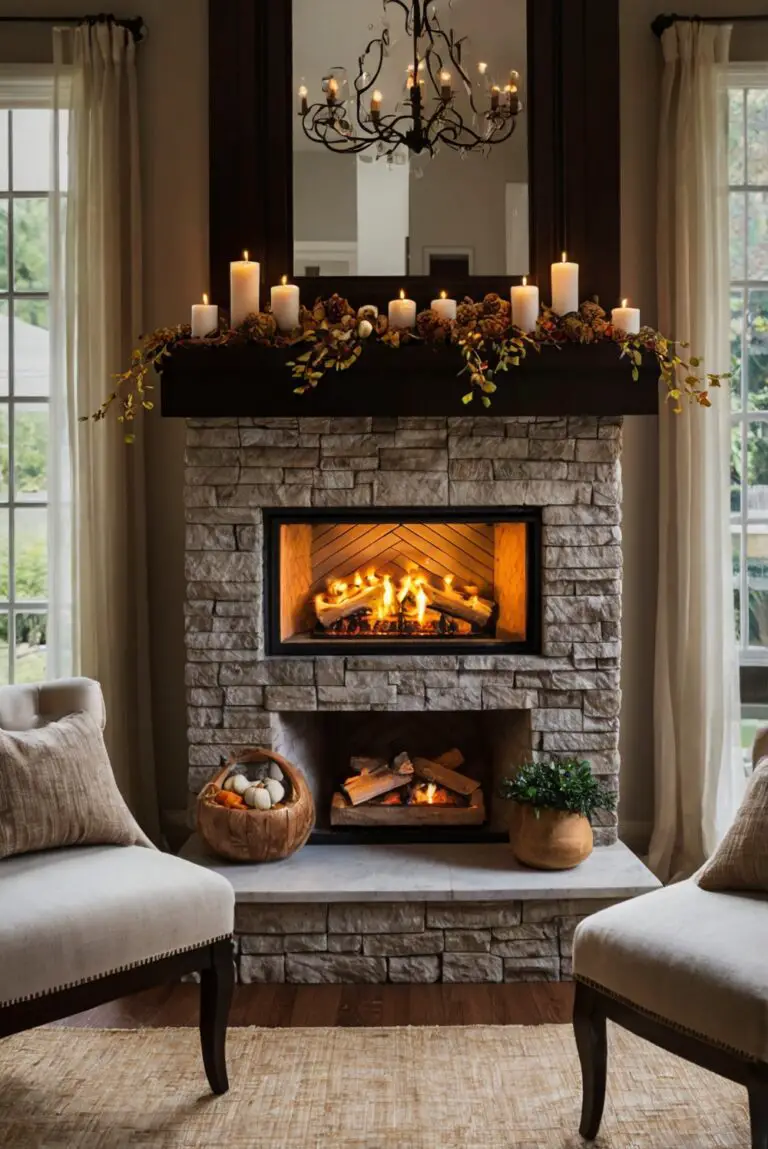 fireplace decor ideas, fall mantel decor, fall home decor, autumn inspired fireplace, cozy fireplace decorations