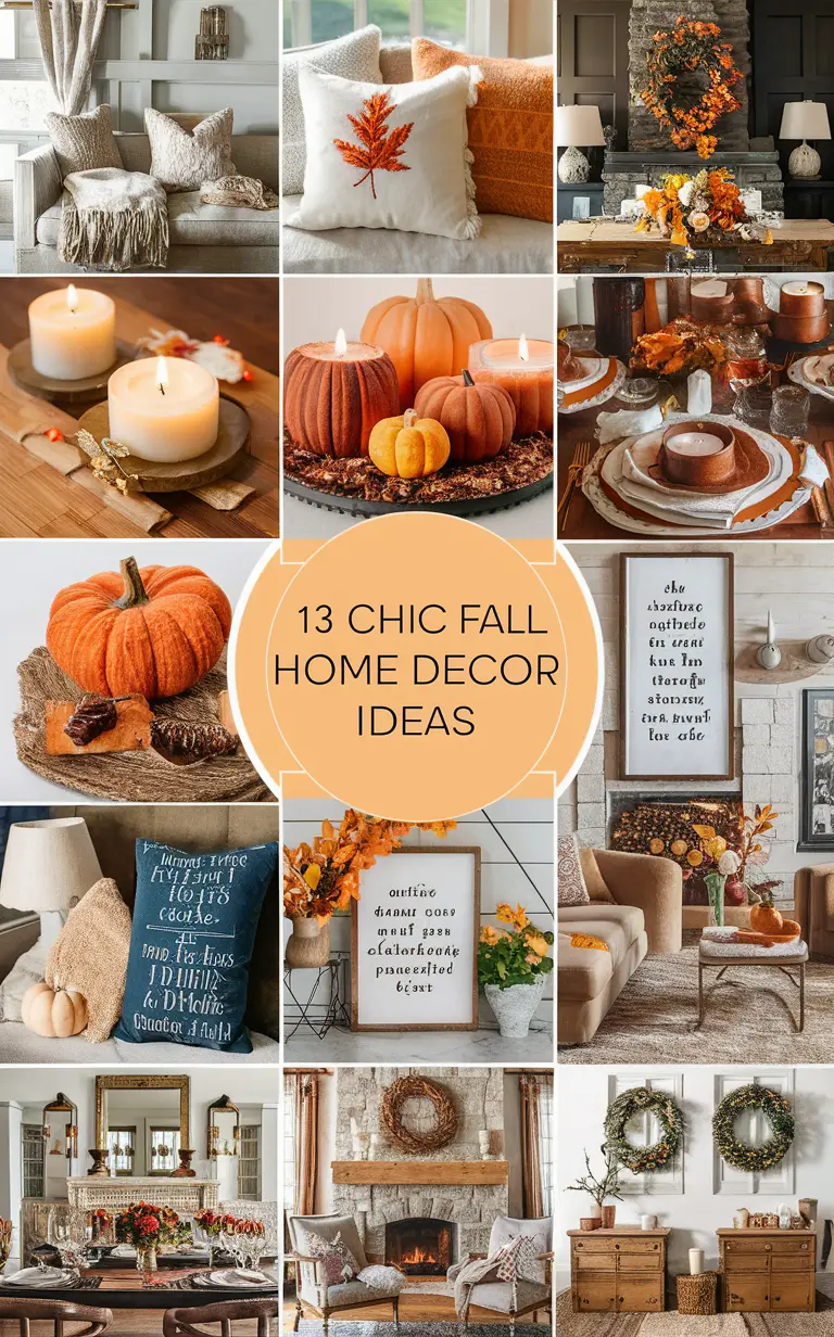 Fall home decor, Seasonal decorations, Autumn interior design, Cozy living room, Elegant home accessories