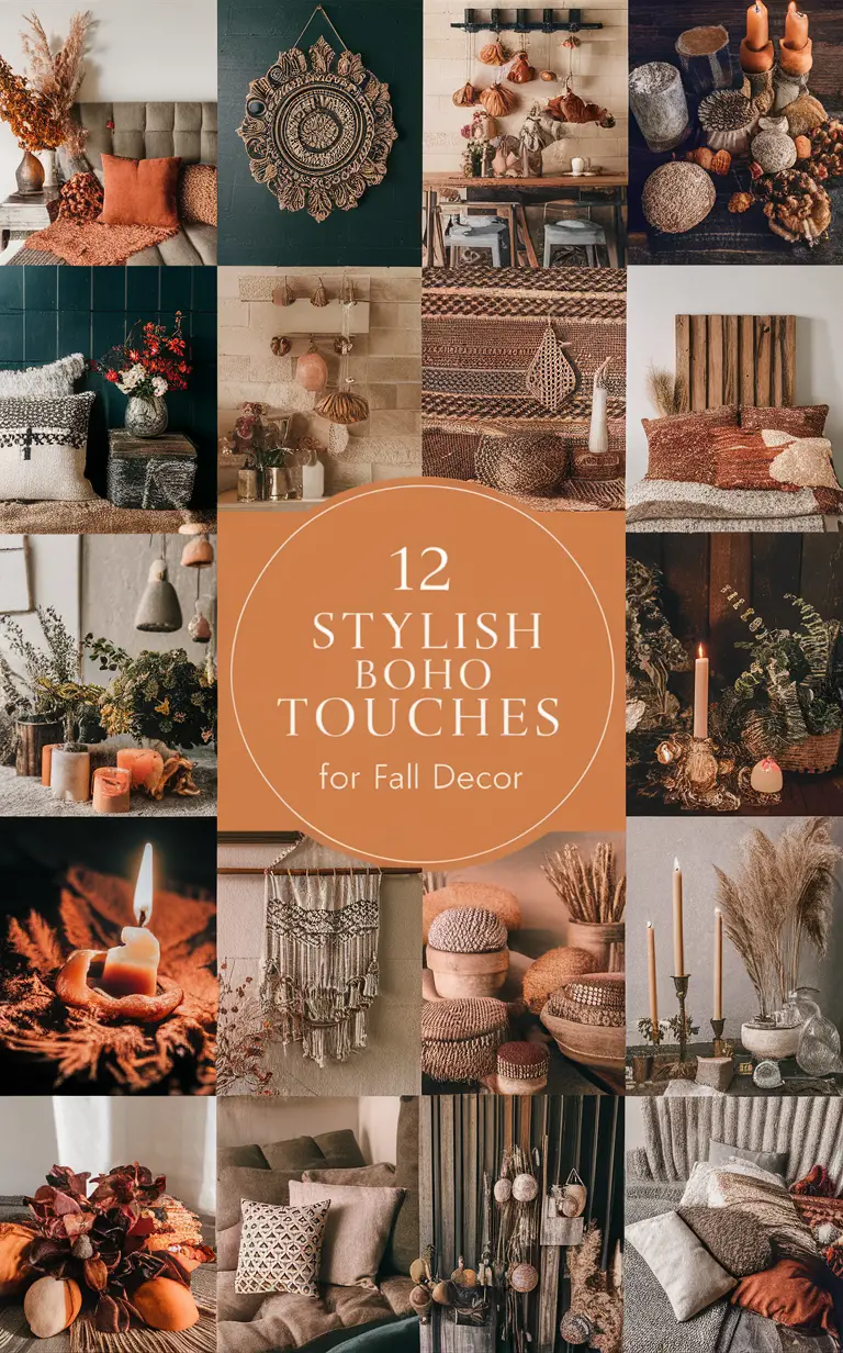 boho decor ideas, fall home decor, cozy boho style, autumn decor, modern boho design