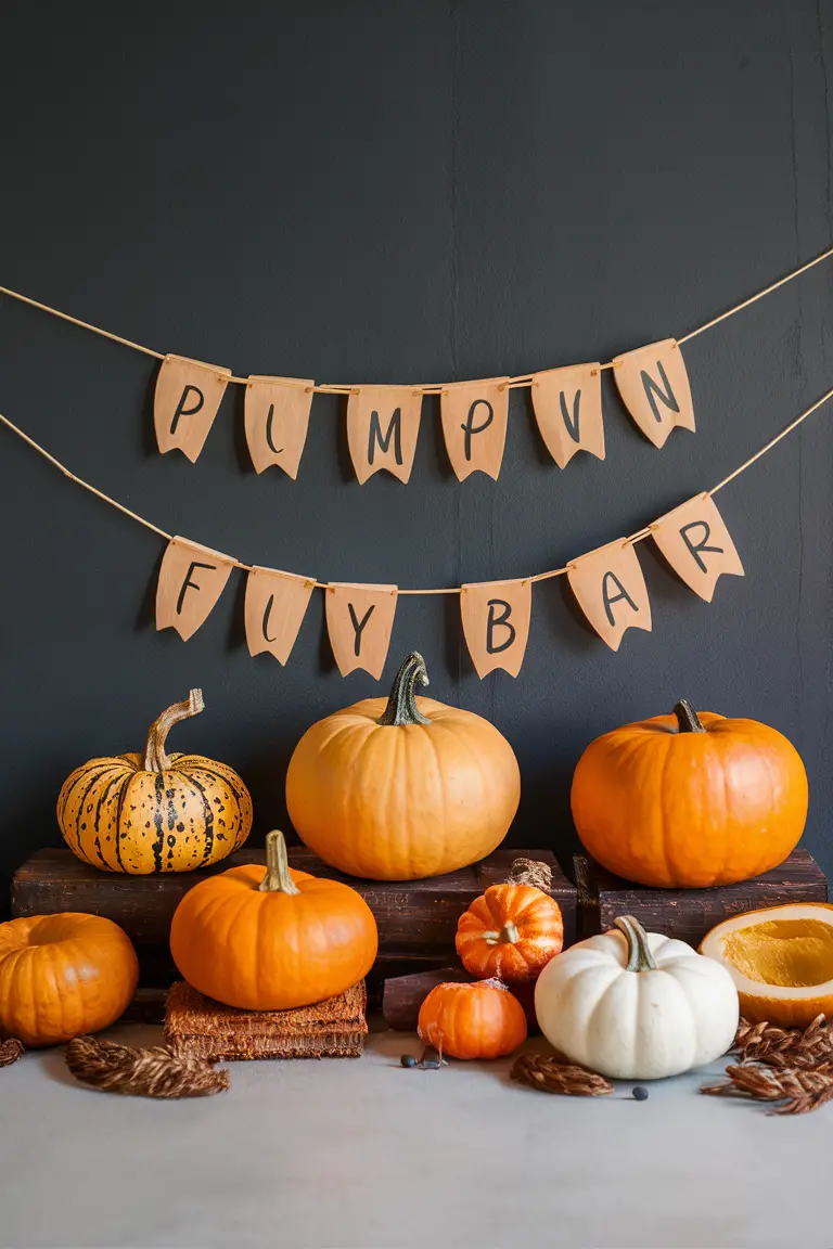 Stylish Halloween bar decor, Pumpkin spice cocktails, Autumn themed bar setup, Festive fall bar display, Seasonal pumpkin bar accessories