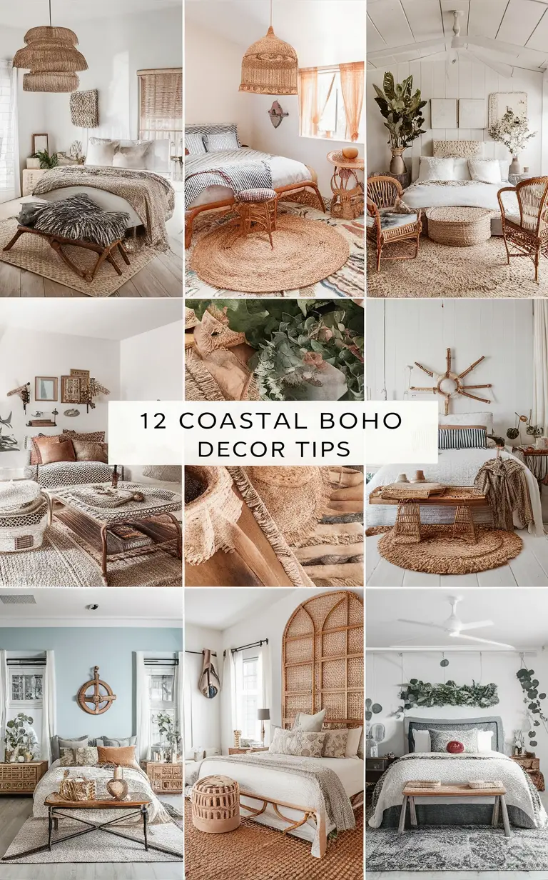 Coastal bedroom decor, Boho chic bedroom, Boho coastal style, Coastal bohemian decor, Coastal bedroom design