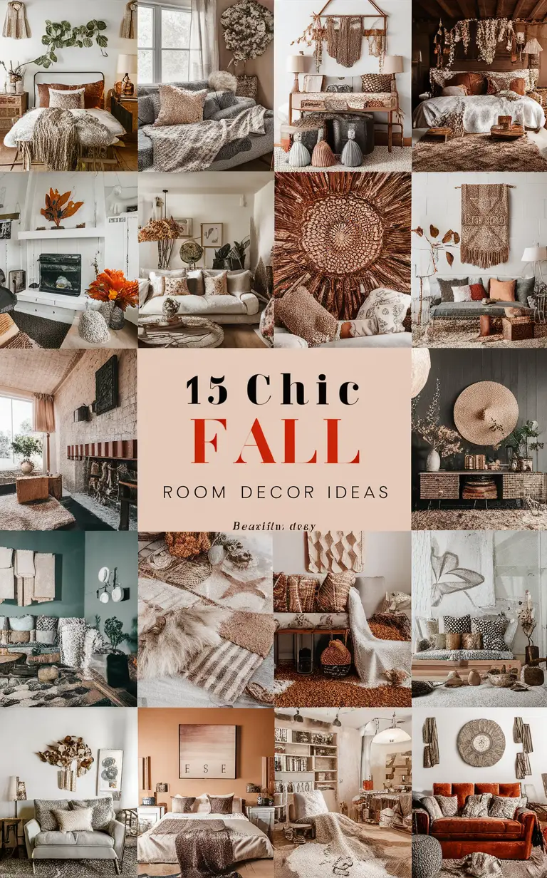 Chic boho decor inspiration, Bohemian fall room decor, Trendy boho home decor, Boho-inspired room ideas, Fall boho decor trends