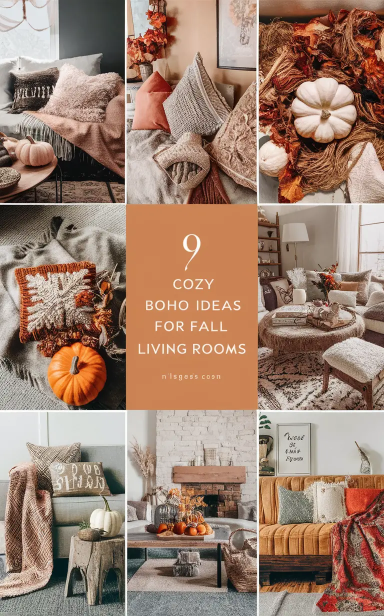 cozy living room decor, boho home design, fall living room inspiration, autumn decor ideas, bohemian interior design