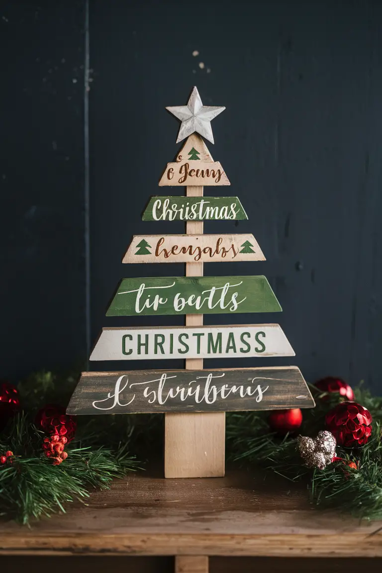 DIY Christmas tree decor, Wooden Christmas tree ideas, Holiday tree decorations, DIY holiday decor, Christmas tree crafts