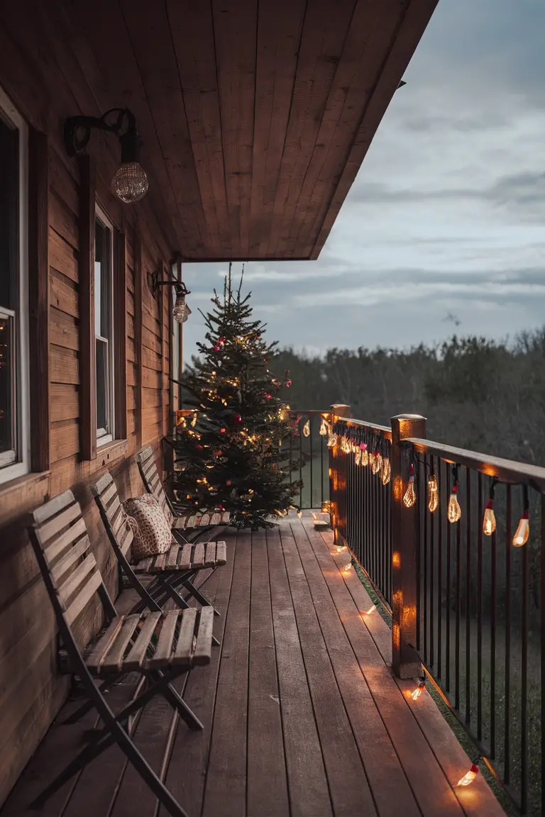 festive balcony lighting, outdoor string lights, patio light ideas, elegant balcony decor, festive outdoor lighting