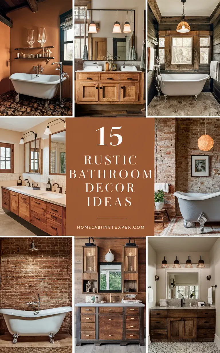 rustic bathroom decor, farmhouse bathroom ideas, country style bathroom, cabin bathroom decor, vintage bathroom design